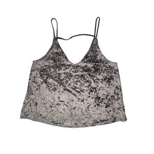American Eagle Velvet Crushed Cami Tank Top Gray Black L